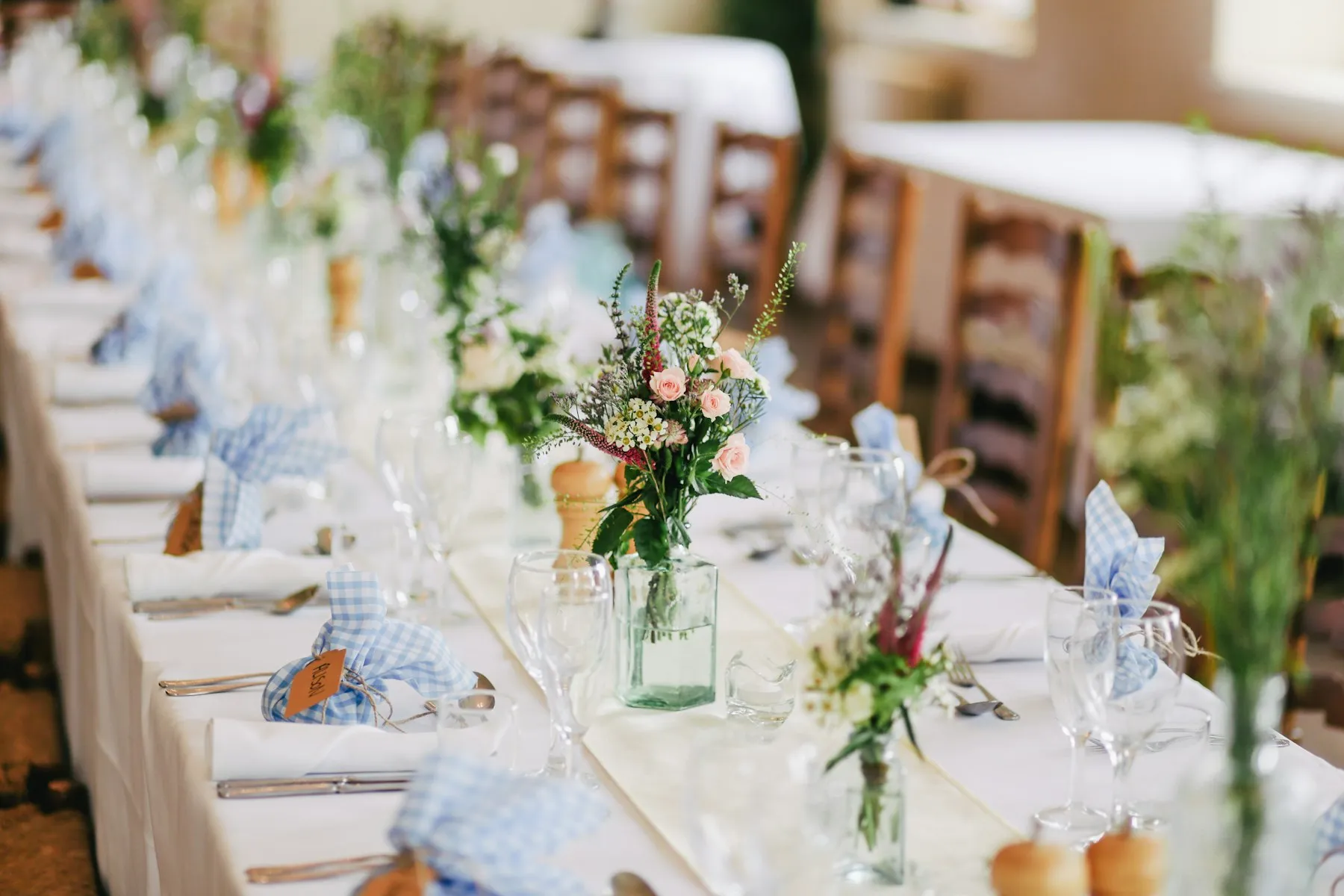 Elegant wedding table styled with fresh flowers